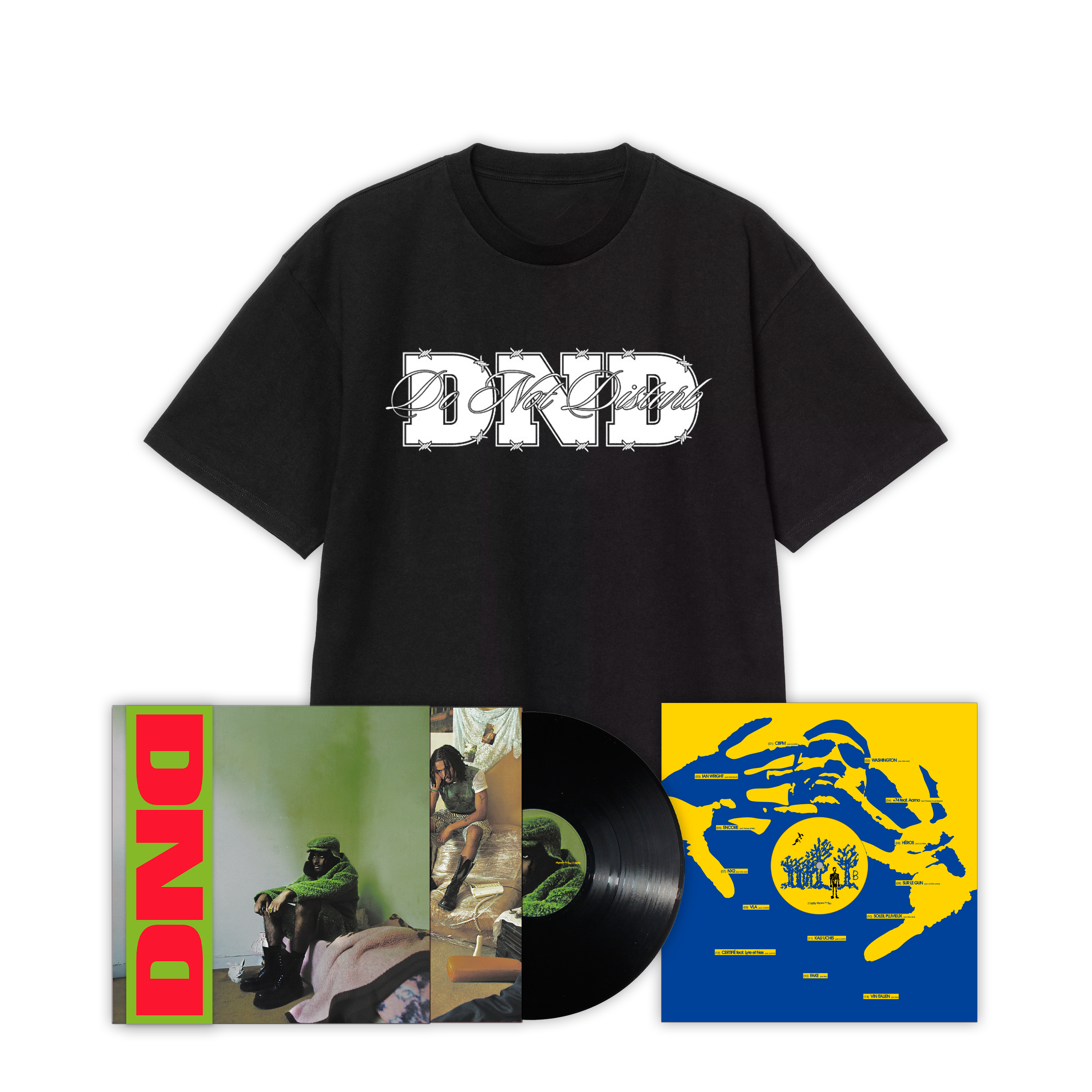 Vinyles “DND“ + “NOVAE / ETERNAL YOUTH“ + T-shirt “DND“ (dédicacé)